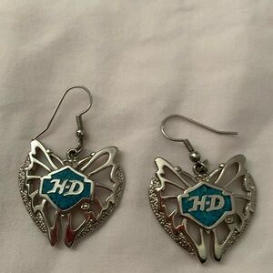 Harley Davidson silver and turquoise earrings
